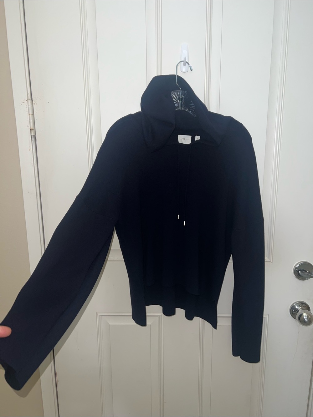 Cyrus Women Dark Blue Gorpcore Girlhoodcore Knit Sweatshirt Hoodie Size Large